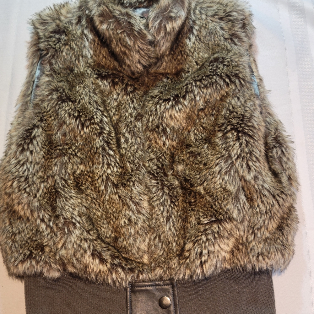 Ashley By 26 International Faux Fur Vest - Brown and Black